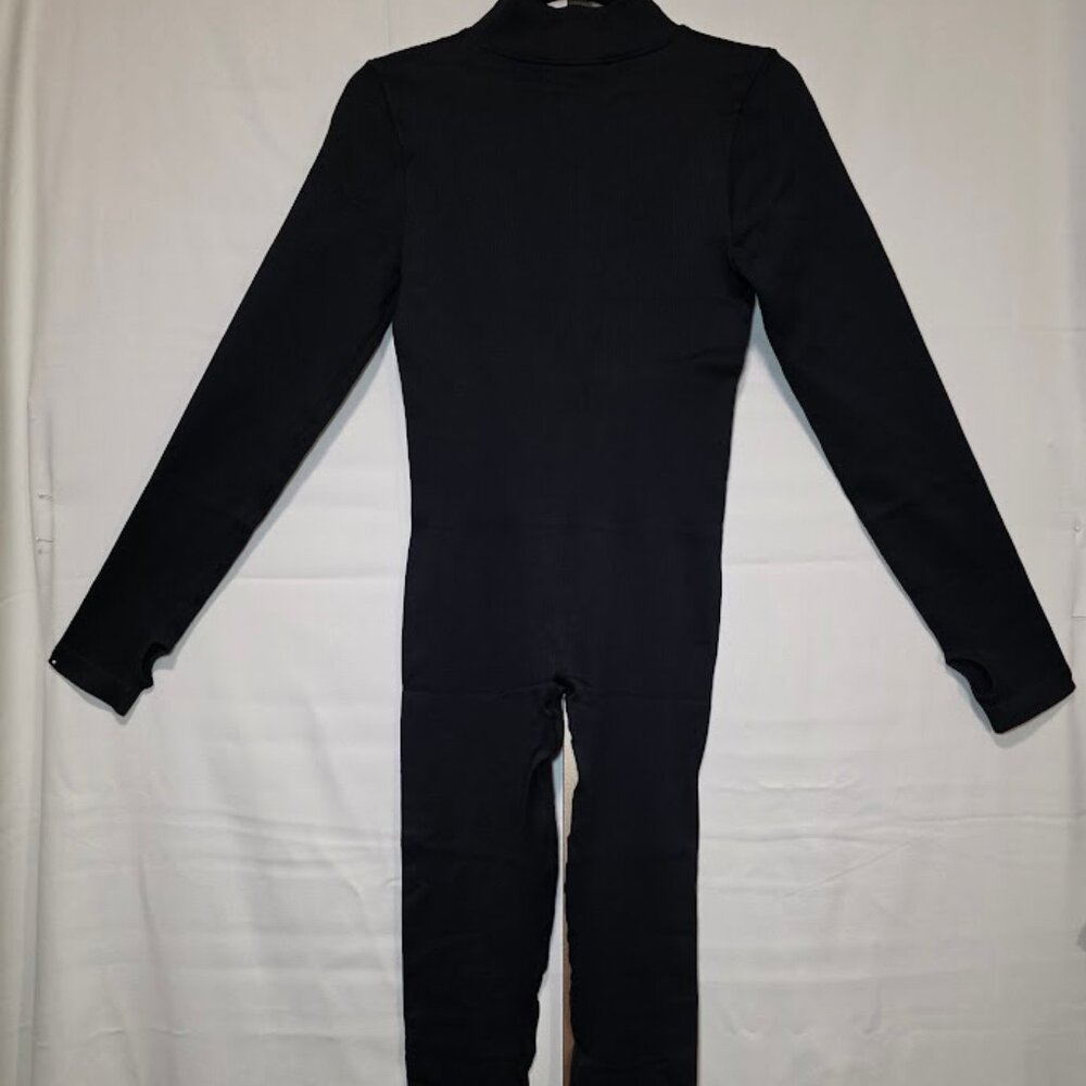 OQQ Yoga Pant Bodysuit Workout Bodycon Unitard Black Ribbed L - Picture 8 of 10